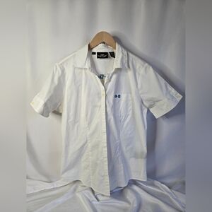 Vintage Harley-Davidson Women’s Short Sleeve Shirt White with Blue HD Size Large